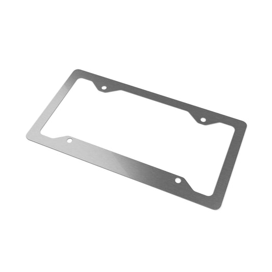 Metal License Plate Frame — Brushed Stainless Car Tag Frame (DC MotorWerks Logo)